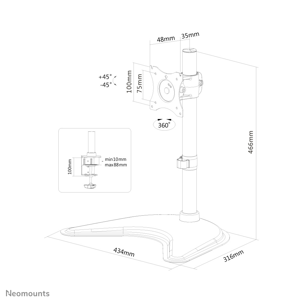 Supporto da scrivania Neomounts Select per monitor